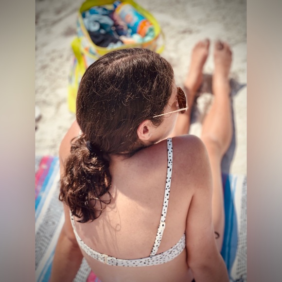 tan and black polka dot bikini top - Picture 4 of 5
